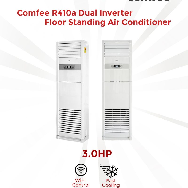 COMFEE 3.0HP Floor Standing Inverter AC - 27000 BTU, 5-Year Warranty