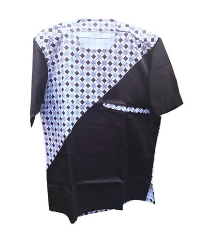 Black Dotted African Print Shirt - Polka Dot Elegance