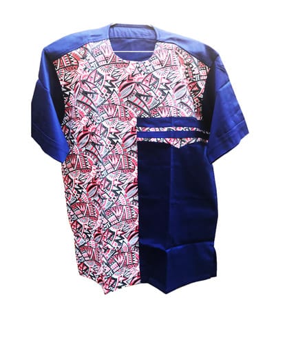 Blue & Pink African Print Shirt - Vibrant Color Fusion