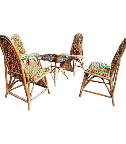 Balcony/Lounge Rattan Furniture Set with Glass Top - Weathered Pine Finish