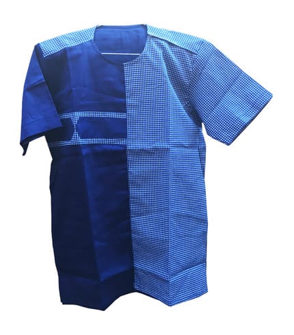 Blue Double Shade African Shirt - Dimensional Color Effect