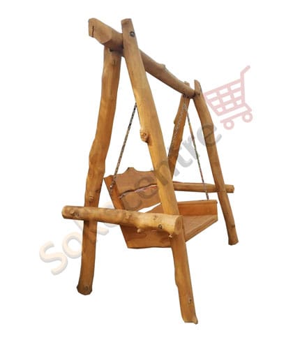 Brown Wooden Lawn Swing - Handcrafted in Ghana, Weather-Resistant