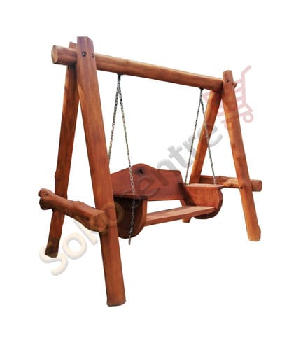 Coffee Brown Wooden Lawn Swing - Handcrafted in Ghana, Weather-Resistant