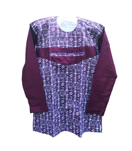 Wine Long Sleeve African Shirt - Rich Burgundy Tones
