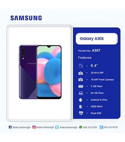 Samsung Galaxy A30s - 6.4" Infinity-V Display, Triple Camera, 4000mAh