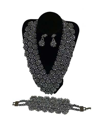 AY Collection Sterling Silver Beaded Necklace & Earrings Set