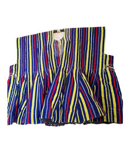 Handwoven Striped Cotton Fugu Smock - Yellow, Blue & Red