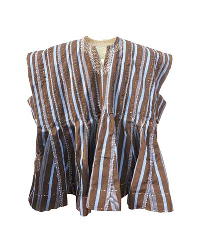 Handwoven Blue & Black Striped Cotton Fugu Smock