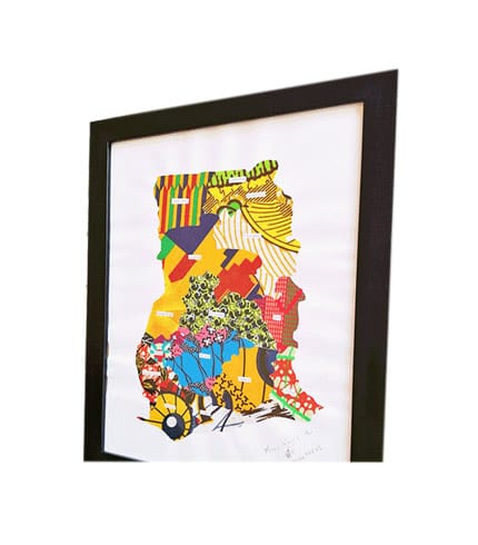 3D Ghana Map African Print Artwork - Cultural Wall Decor for Home & Office