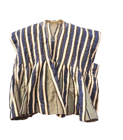 Handwoven Fugu Smock in Deep Blue & Shady Brown