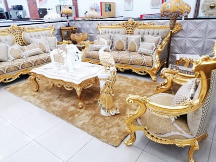 Gold & Brown Furniture Set - Italian-Inspired, High-Density Foam Comfort