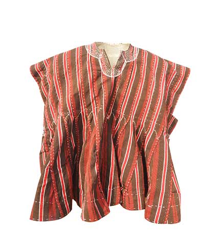 Handwoven 'RedHunter' Pattern Cotton Fugu Smock