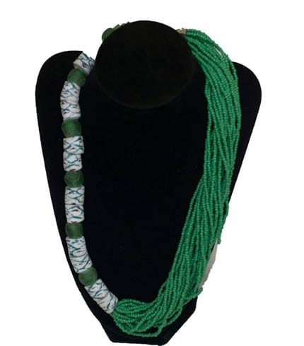 AY Collection Vibrant Green Beaded Choker Necklace