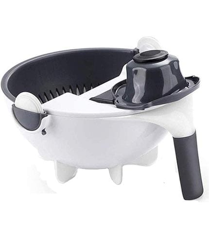 Multi Manual Slicer Drainer - Vegetable Fruit Cutter with Rotating Basket
