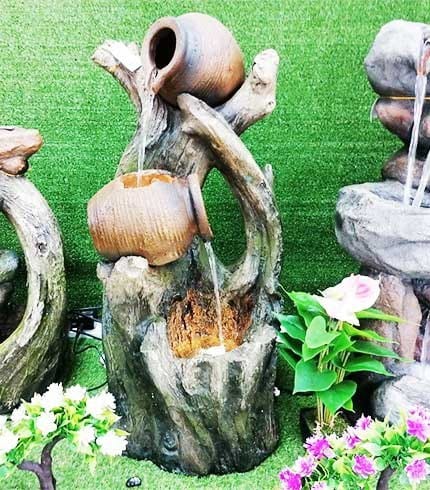 Traditional Pot Waterfall Fountain - Decorative Indoor/Outdoor Water Feature