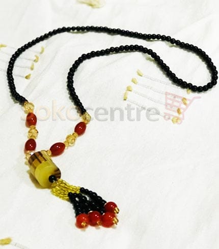 Handcrafted Black Beaded Pendant Necklace