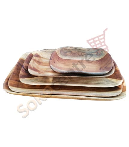 Wooden Tray Set of 5 - Durable, Multipurpose Serving Trays