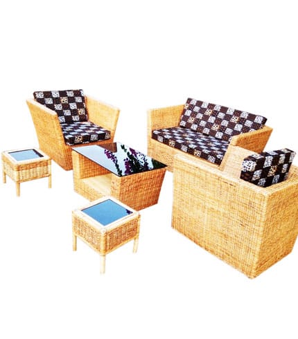 Woven Rattan Living Room Set - Handmade in Ghana, Aesthetically Polished