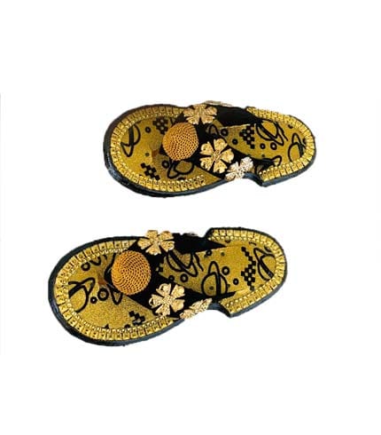 Unisex Black & Gold Ahenema Sandals (Traditional Slides)