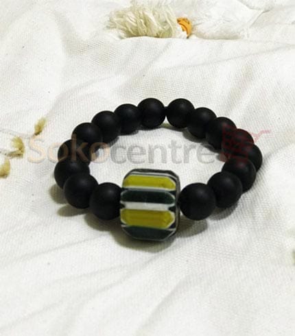 Unisex Black Beaded African Bracelet