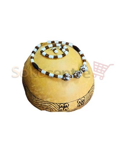 White & Brown Beaded Jewelry Set - Necklace, Bracelet & Earrings