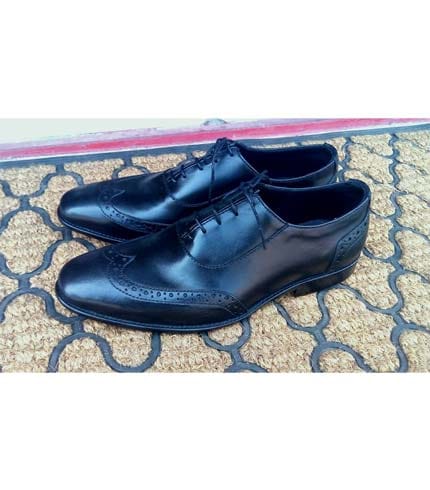 Men's Black Classic Lace-Up Leather Shoes