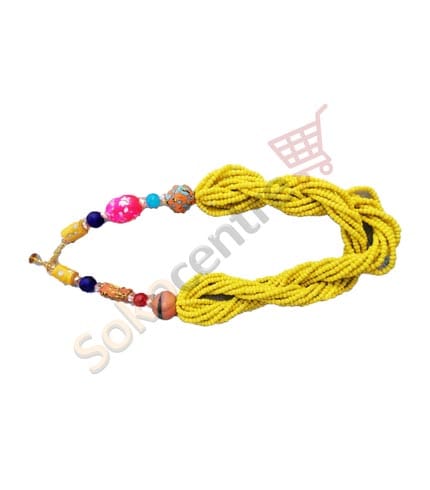 Yellow Beaded Necklace - Premium Ghanaian Craftsmanship