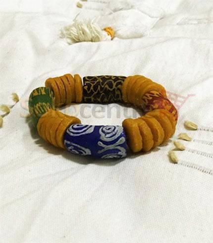 Blue and Yellow Beaded Bracelet