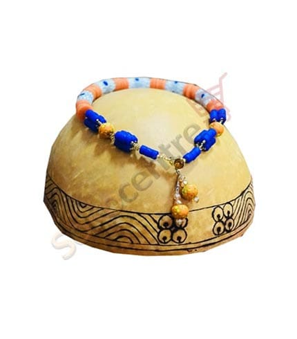 Blue and Orange Beaded Necklace and Earrings Set