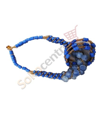 Blue Beaded Necklace and Bracelet Set