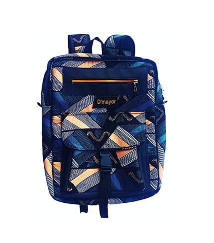 Dark Blue African Print Laptop Backpack - 17 Inch