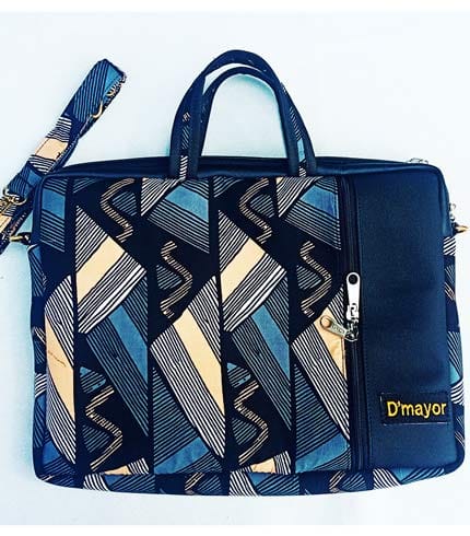 Dark Blue African Print Laptop Bag