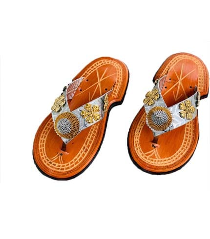 Gold & Silver Ahenema - Premium Traditional Footwear