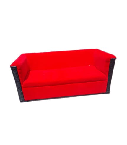 Red Fabric Sofa Set - 1/2/3 Seater, Ghanaian-Made Hardwood Frame