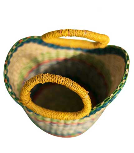 Green & Blue Hand Woven Straw Mini Bag