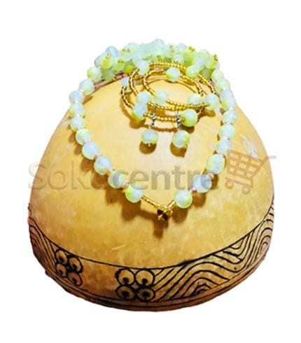 Green Beaded Jewelry Set - Necklace, Bracelet & Earrings