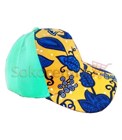 Green African Print Baseball Cap - Adjustable