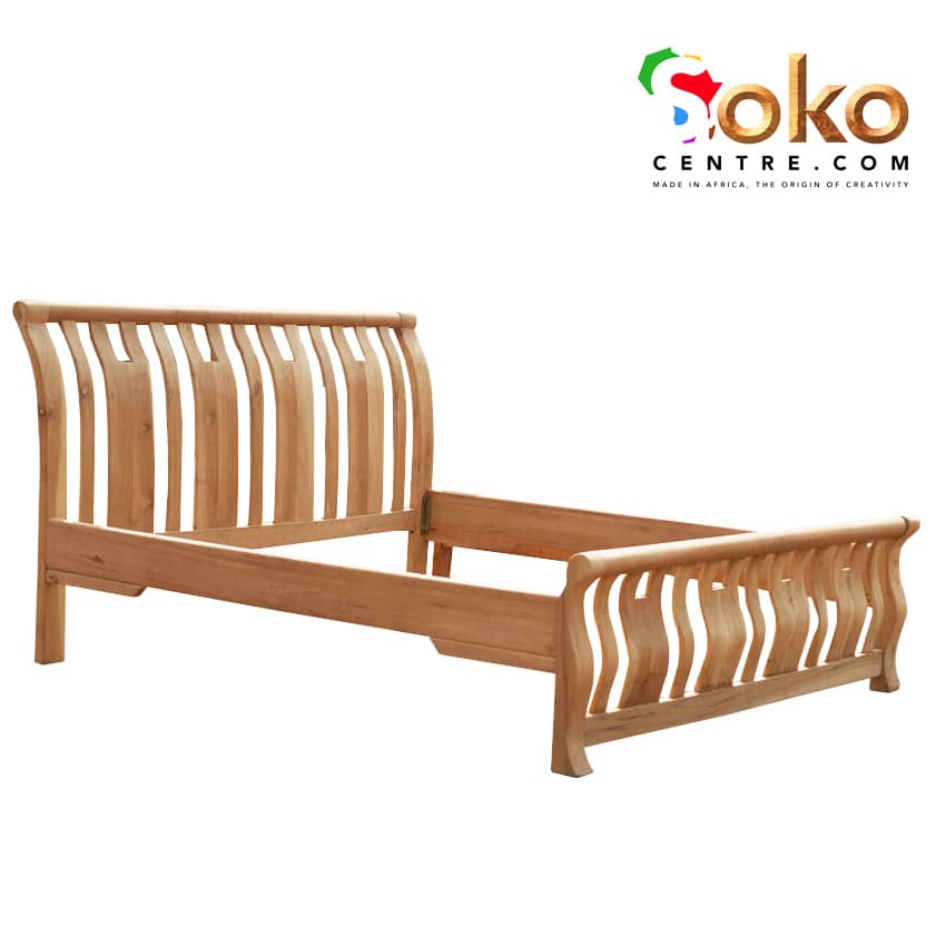 Queen Size Solid Hard White Wood Bed - Sturdy, Natural Finish, Easy Assembly