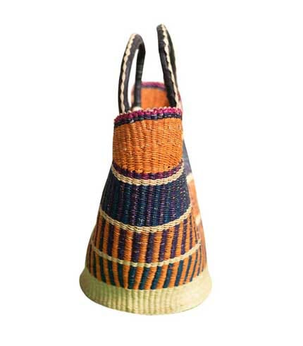 Brown & Blue Hand Woven Straw Bag