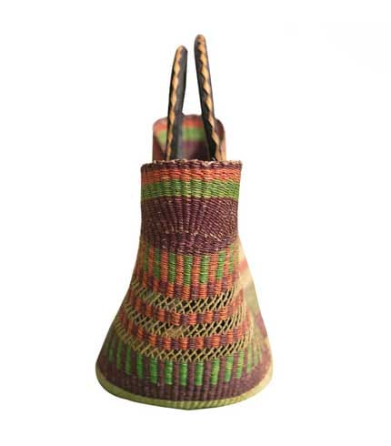 Multicolored Hand Woven Straw Bag