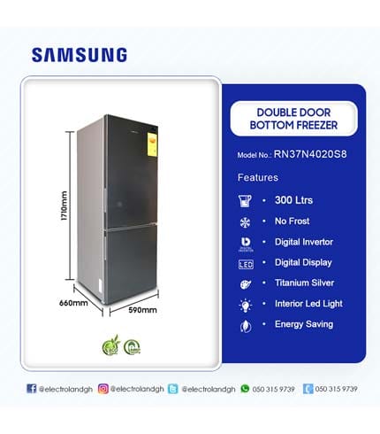 Samsung 300L Bottom Freezer Refrigerator - Eco-Friendly Cooling, Modern Aesthetic