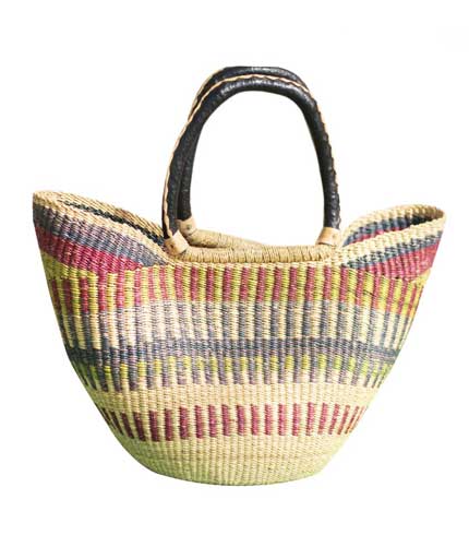 Brown & Green Hand Woven Ladies Straw Bag