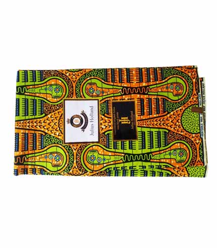 Julius Holland Orange & Green African Wax Print Cloth
