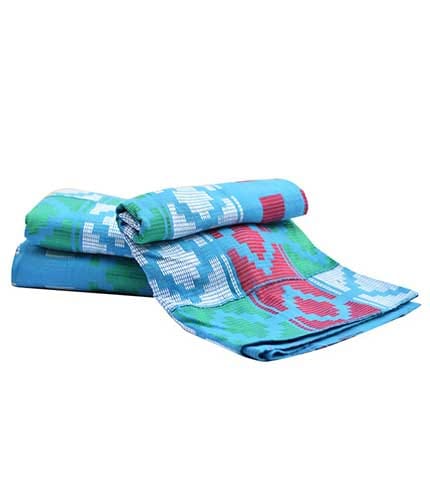 Blue Accent Handwoven Kente Cloth