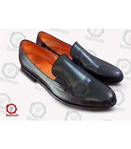 Black Genuine Leather Slip-On Shoes for Men