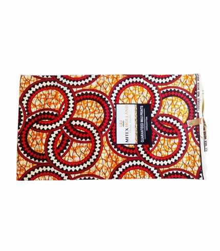 Mitex Orange African Wax Print Fabric 6 Yards