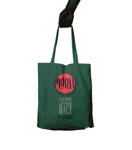 Green Cotton Canvas Shopping Bag by Morlu