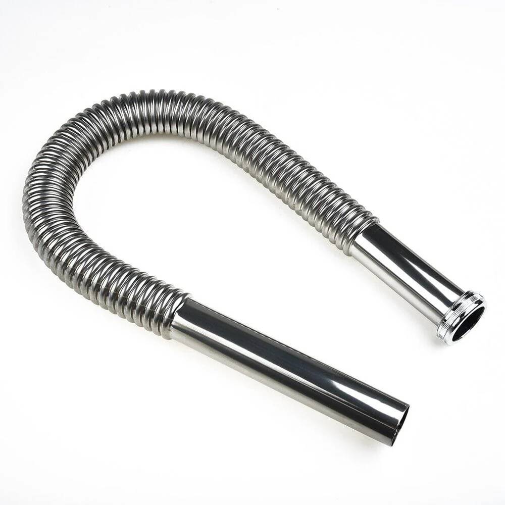 Stainless Steel Flexible Sink Waste Hose – S04001C (800mm) | High-Temperature, Rust-Resistant Waste Pipe for Kitchen & Bathroom Sinks
