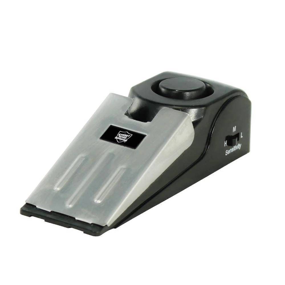Door Stopper Alarm with 120dB Siren – Stainless Steel Security Wedge with Adjustable Sensitivity (High, Medium, Low)