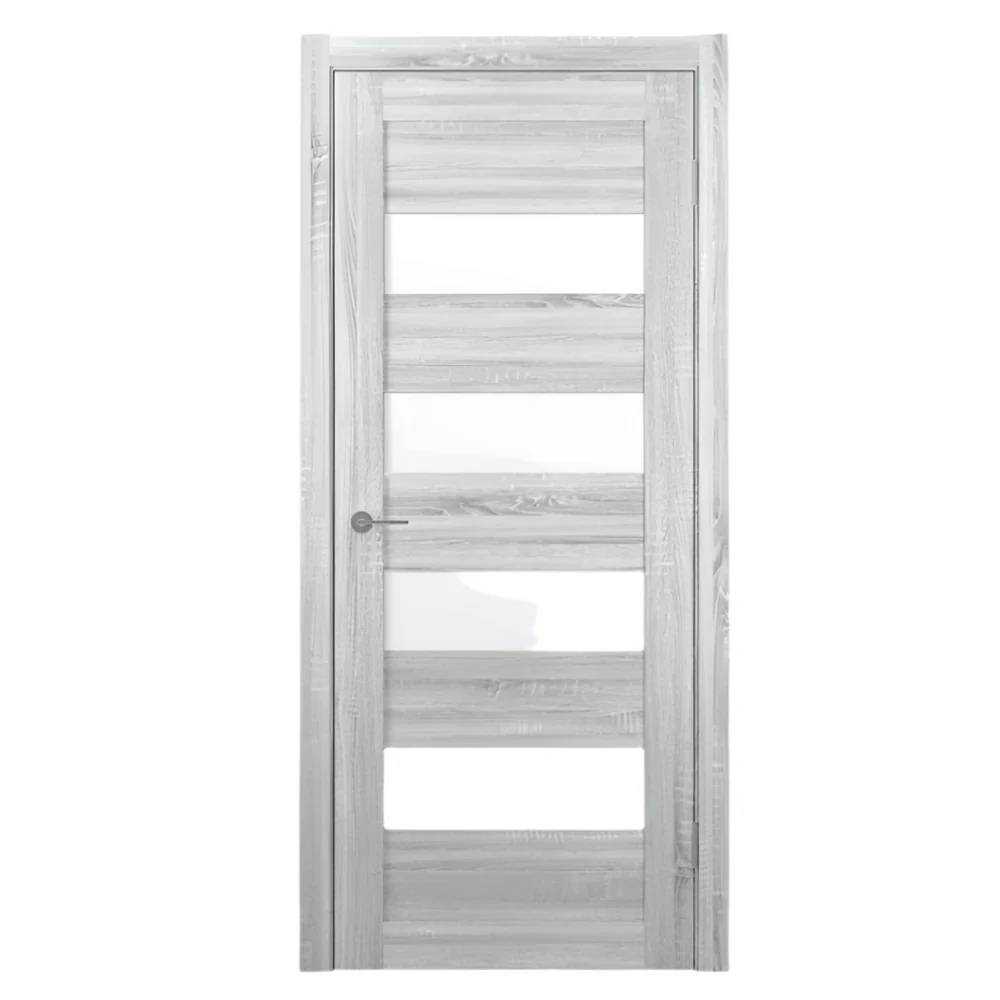 Unidoors Light Sonoma PVC Internal Door – MD01 – 7x3ft, Solid Core, Tempered Glass Inserts, Invisible Hinges & Free Professional Installation